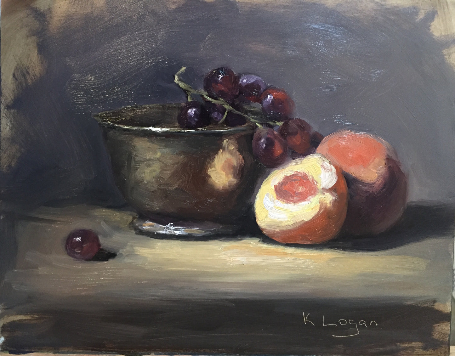 Bowl with Peaches 8" x 10"