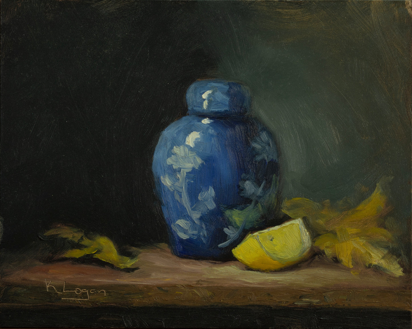 Blue Ginger Jar with Lemon