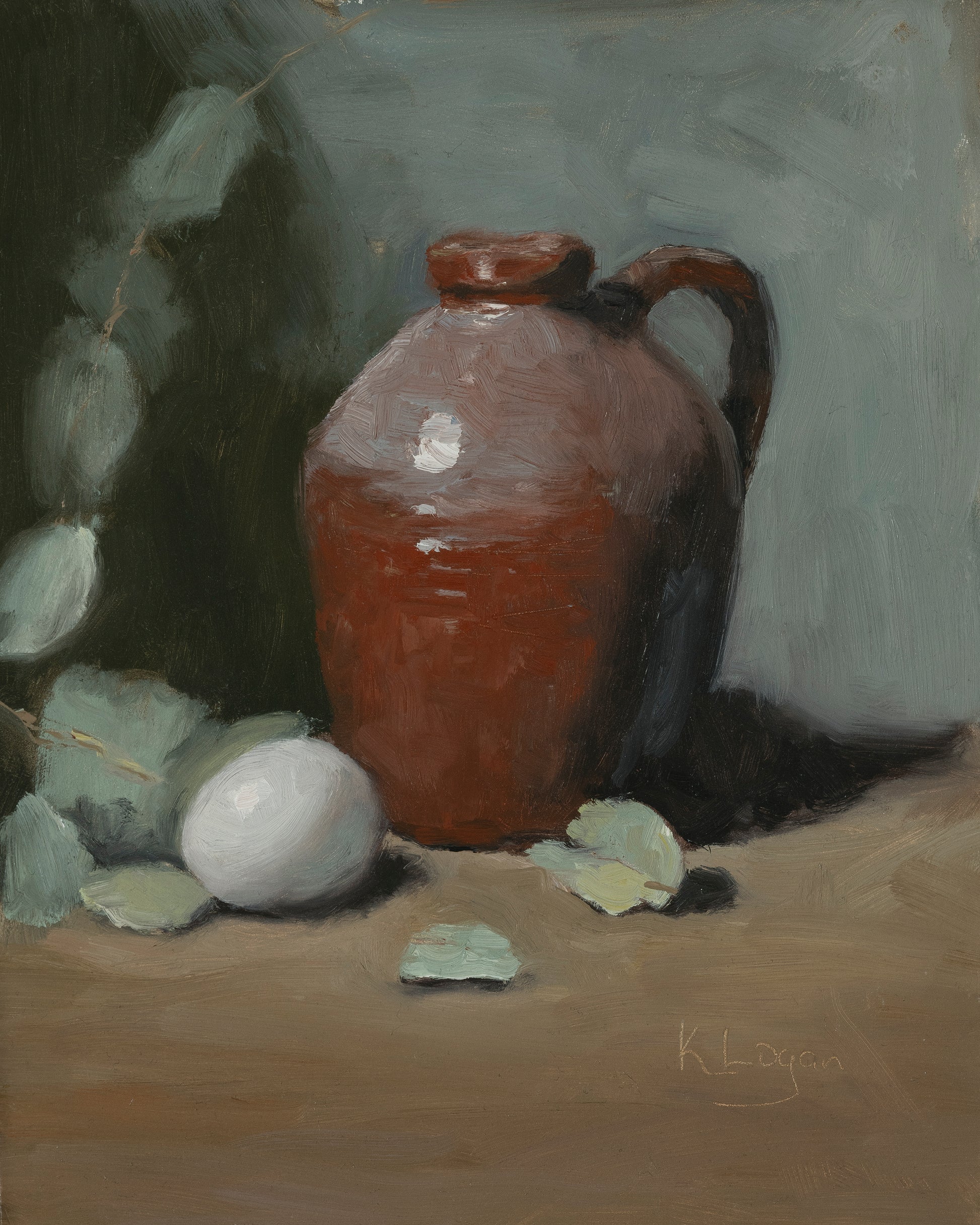 Stoneware Jug with Egg